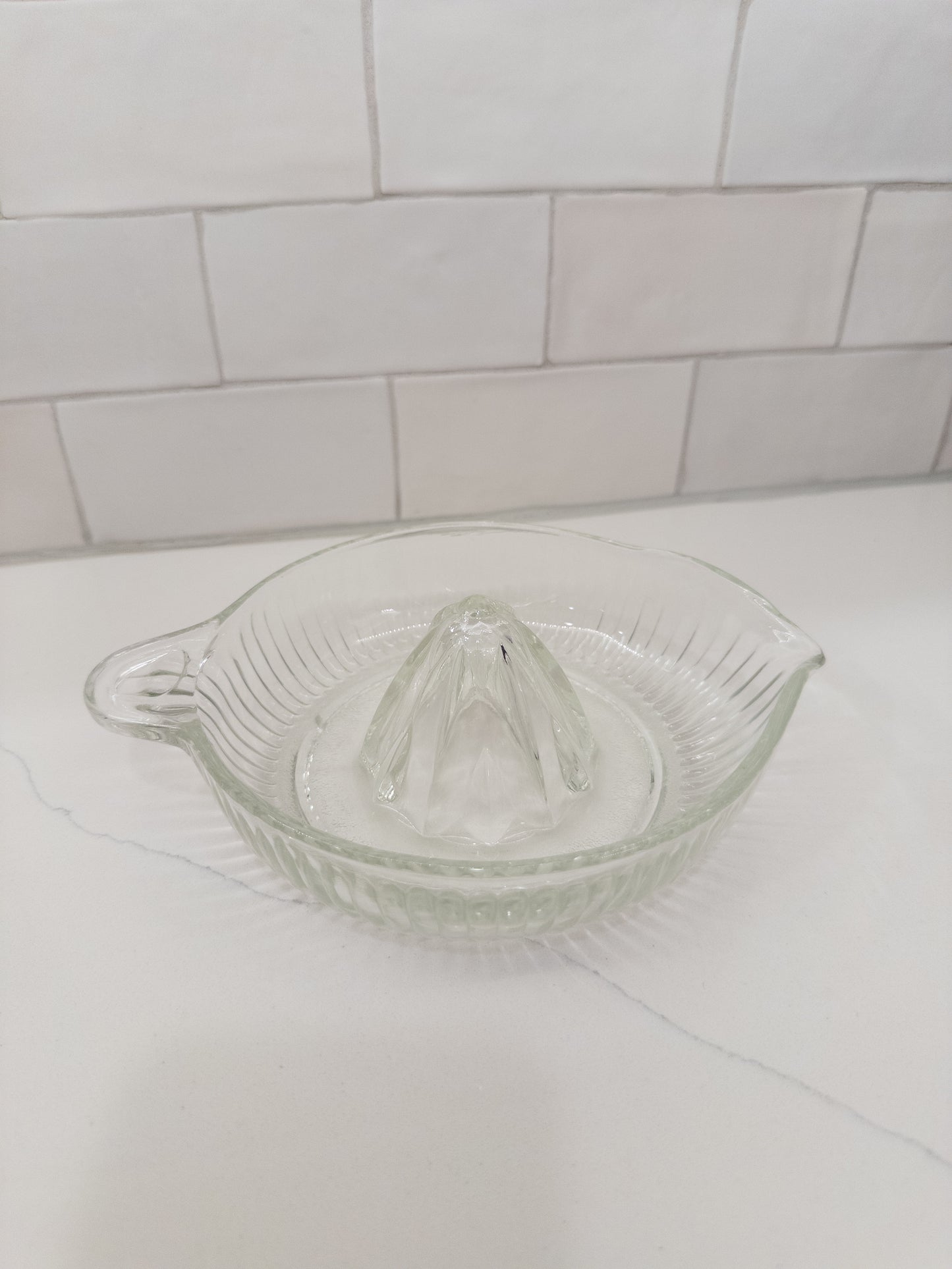 Vintage Clear Citrus Reamer w/ Ribbed Exterior + Pour Spout