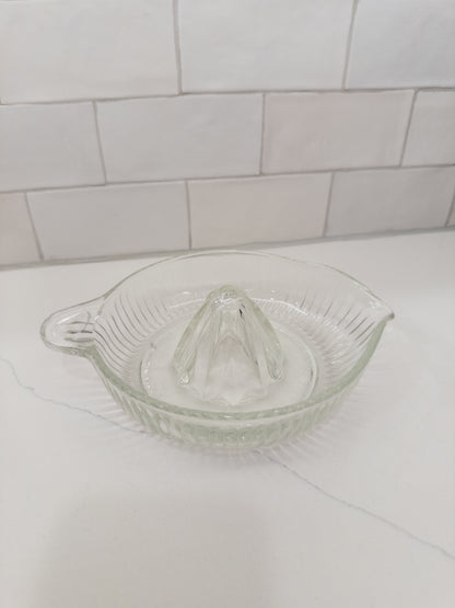 Vintage Clear Citrus Reamer w/ Ribbed Exterior + Pour Spout