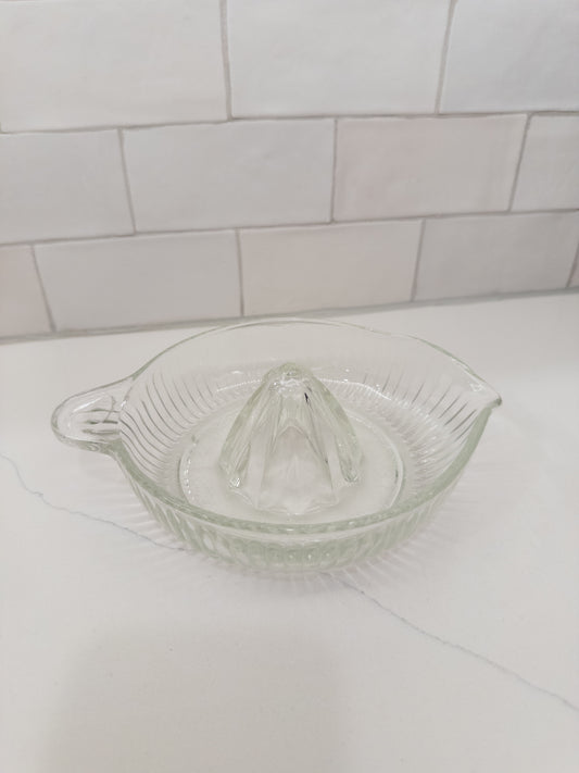 Vintage Clear Citrus Reamer w/ Ribbed Exterior + Pour Spout