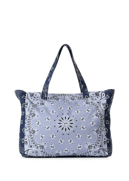 Bailey Light Blue/Navy Bandana Print Canvas Tote