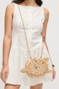 Leilani Rattan Turtle Crossbody Bag With Chain Strap