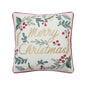 Festive Greenery Merry Christmas Embroidered Pillow