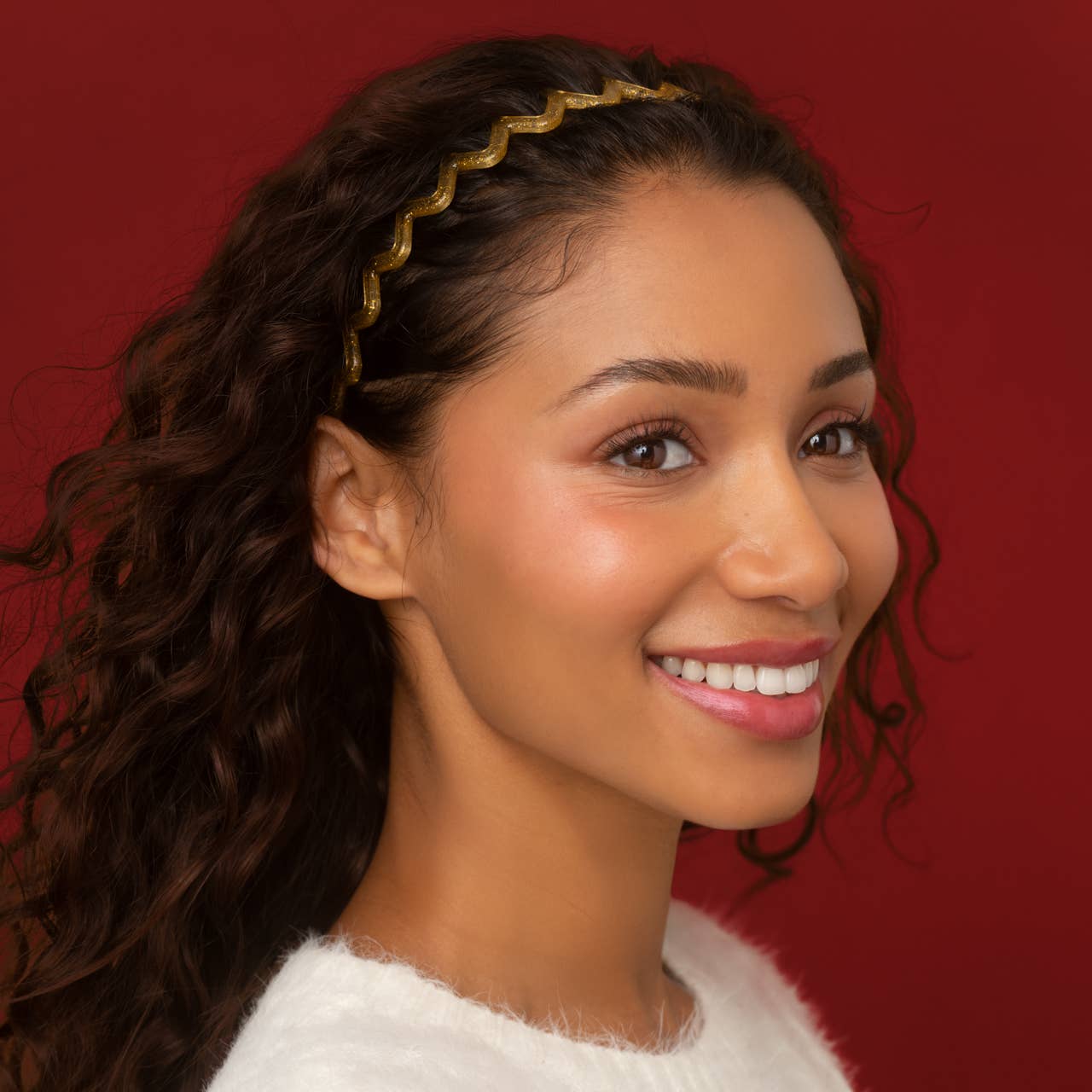 Recycled Plastic Zigzag Headbands 2pc Set - Gold & Red