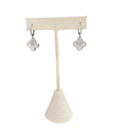 MOP Silver Clover Dangle Earrings