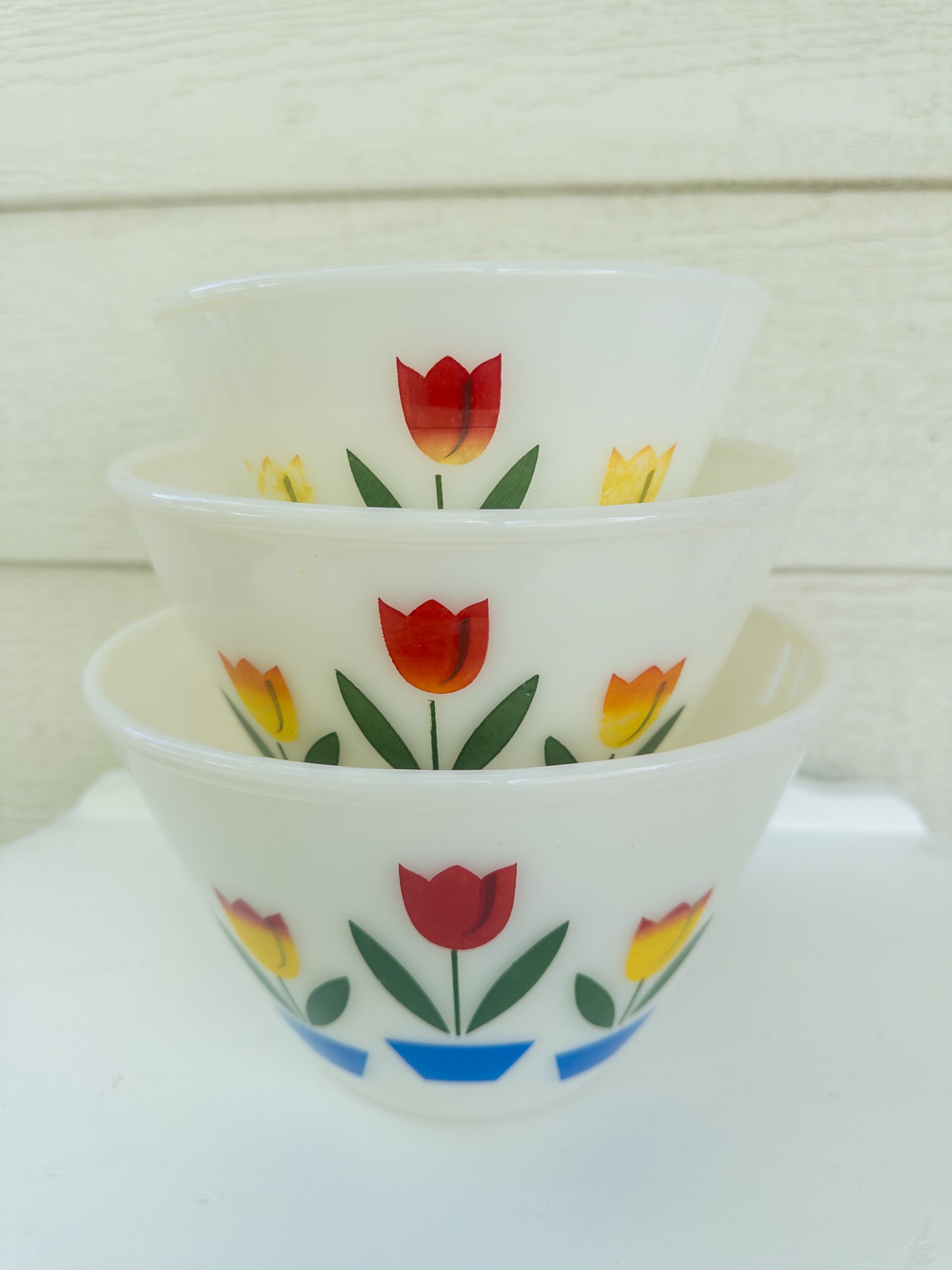 Vintage Fire King Tulip Mixing Bowls, Set of 3