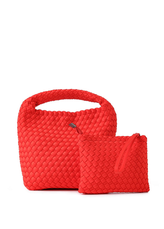 Shelly Woven Bucket Bag - Poppy