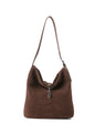 Sandy Suede Woven Chocolate Shoulder Bag