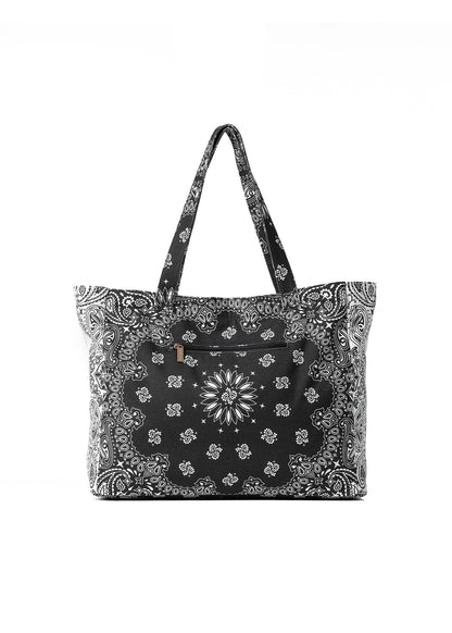 Bailey Black/White Bandana Print Canvas Tote