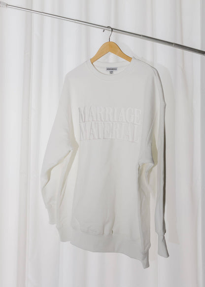 Oversized MARRIAGE MATERIAL™ White Crewneck