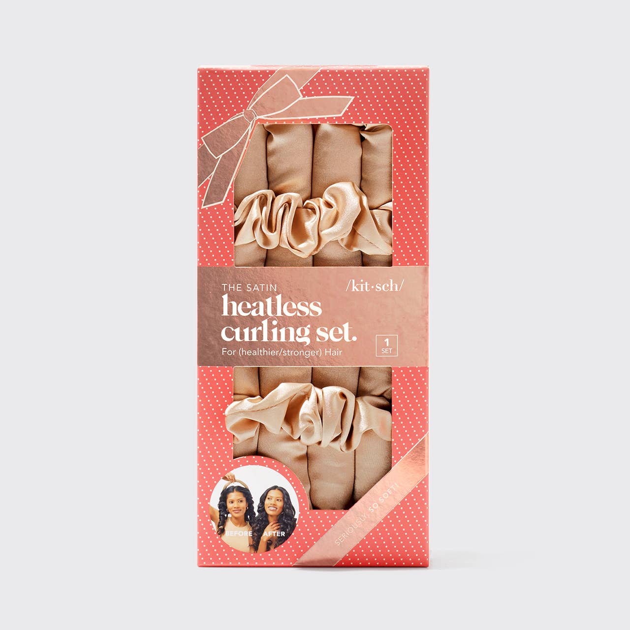 Champagne, Holiday Satin Heatless Curling Set