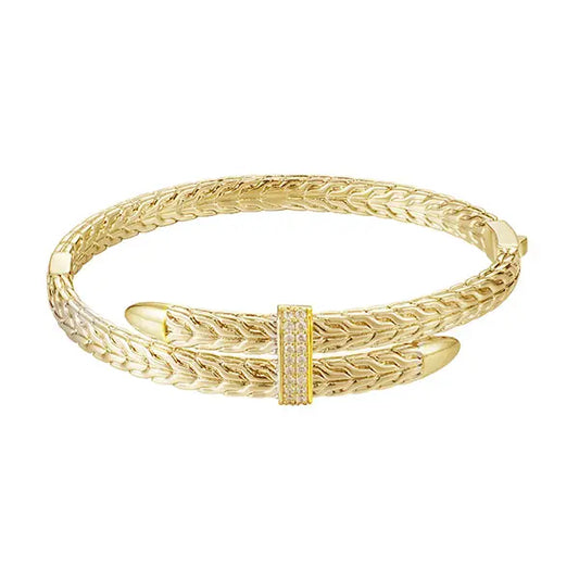 Gold Crystal Snake Bangle Bracelet