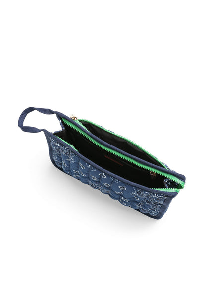 Beau Navy Bandana Print Pouch