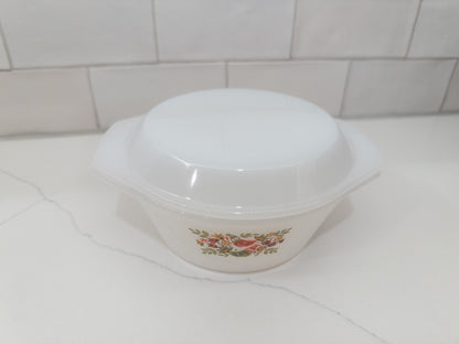 Vintage Arcopal France Milk Glass Covered Dish w/ Chicken Design