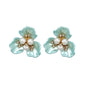 Fornash Gardenia Earrings in aqua - sea glass blue pearl petal flower earrings