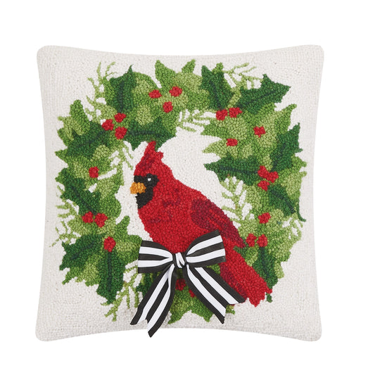 Cardinal W/Ribbon Hook Pillow