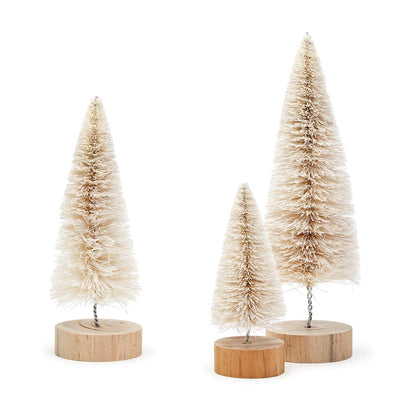 Netural Christmas Bottle Brush Trees with Natural Wood Base