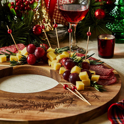 Holiday Wreath Charcuterie / Dessert Serving Board with 20 Picks