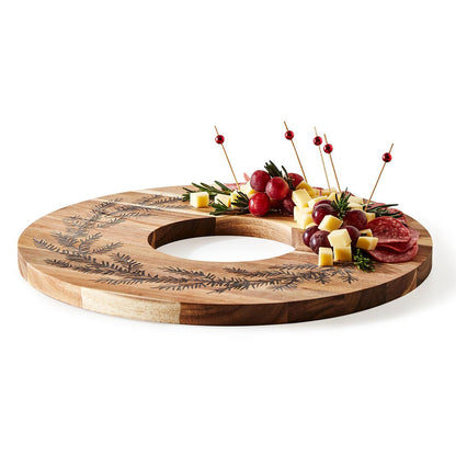 Holiday Wreath Charcuterie / Dessert Serving Board with 20 Picks