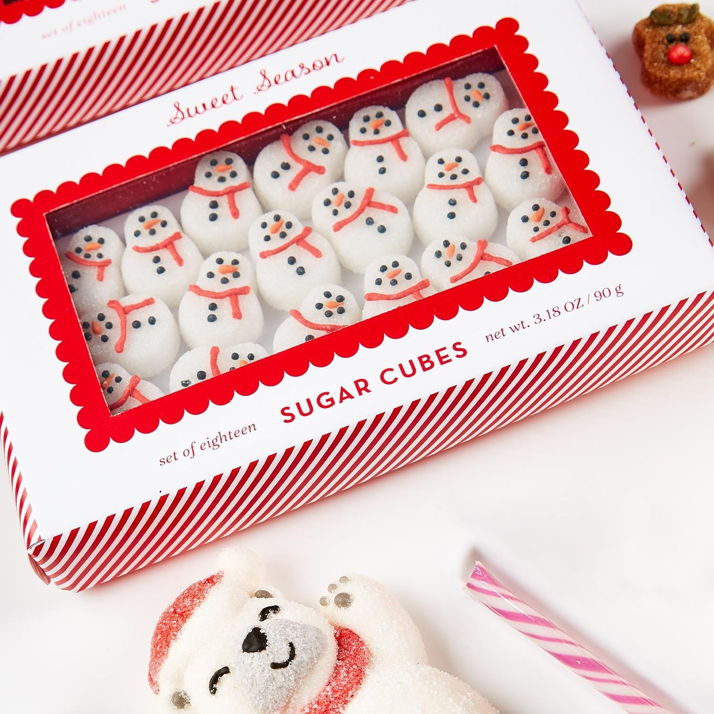 Holiday Set of 18 Hand-Decorated Sugar Cubes in Gift Box