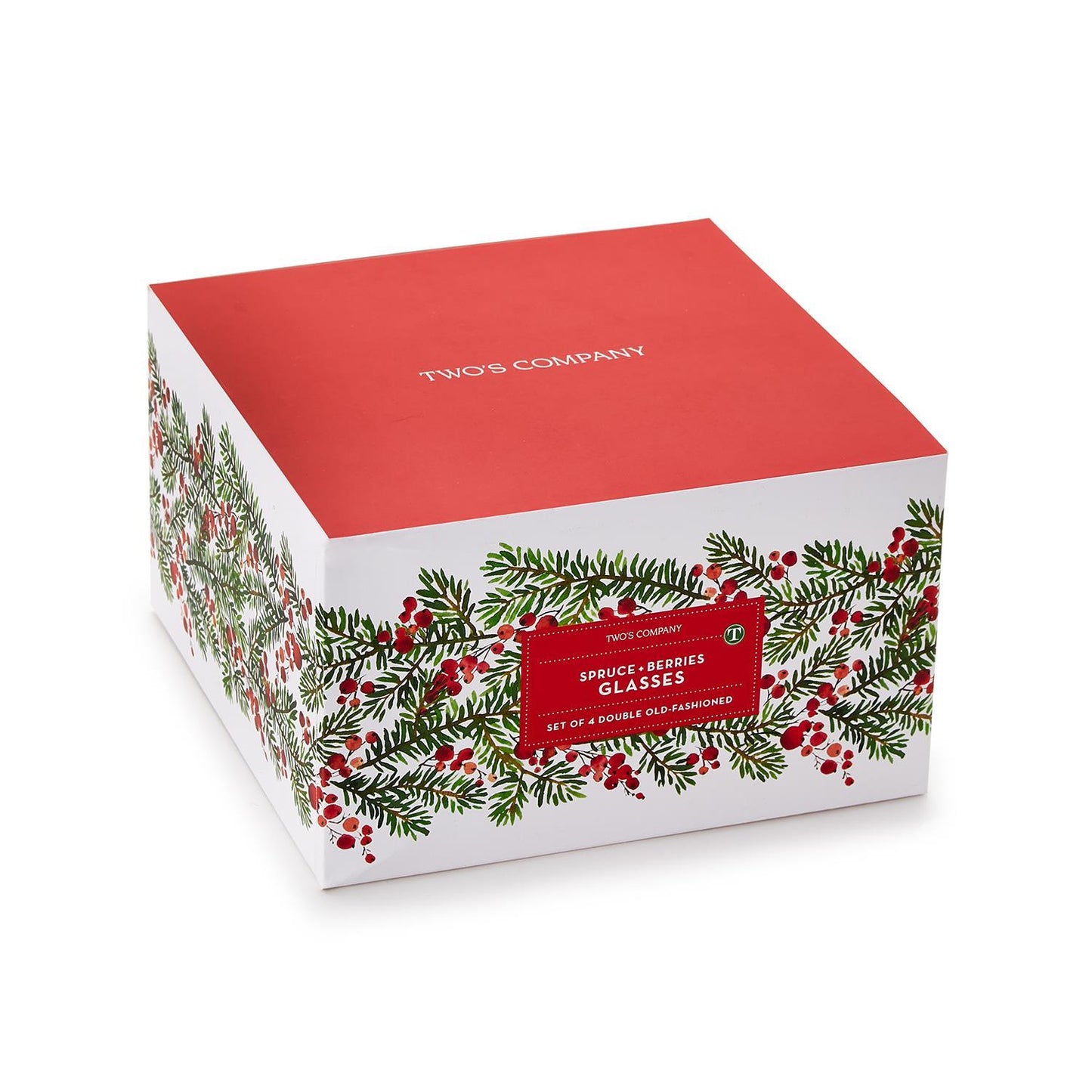 Merry Berry Set of 4 Double Old Fashion Glasses in Gift Box