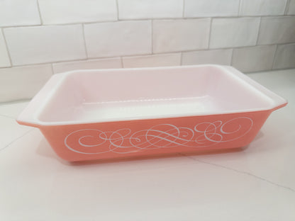Vintage Pyrex Pink Scroll Rectangular Casserole Dish