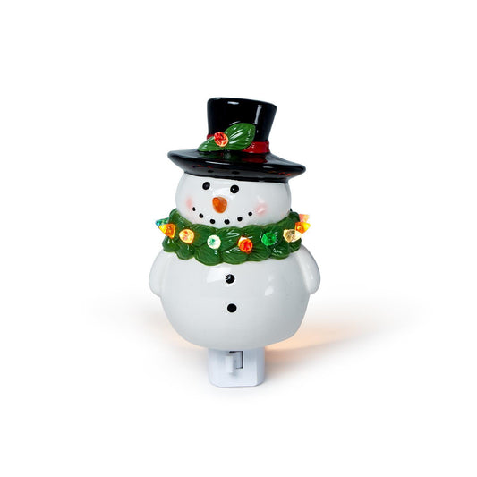 Snowman with Holiday Wreath Nightlight Decor in Gift Box