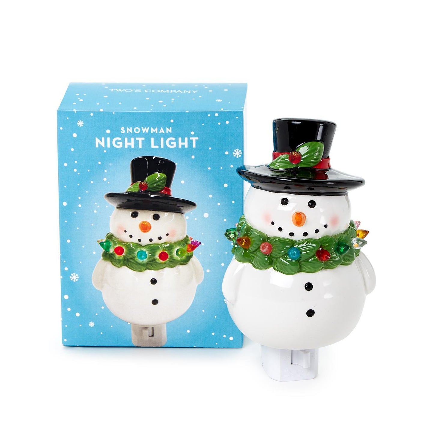 Snowman with Holiday Wreath Nightlight Decor in Gift Box