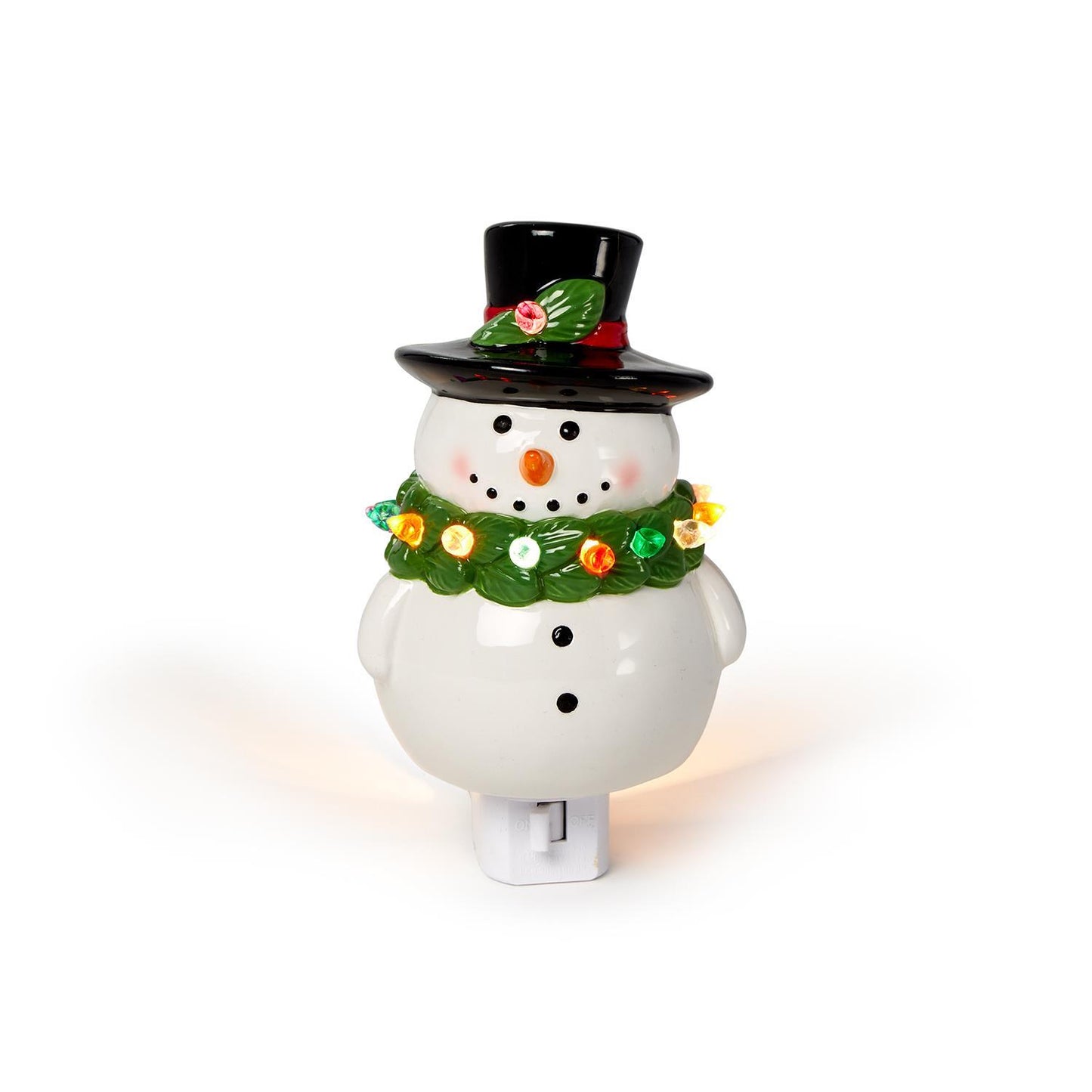 Snowman with Holiday Wreath Nightlight Decor in Gift Box