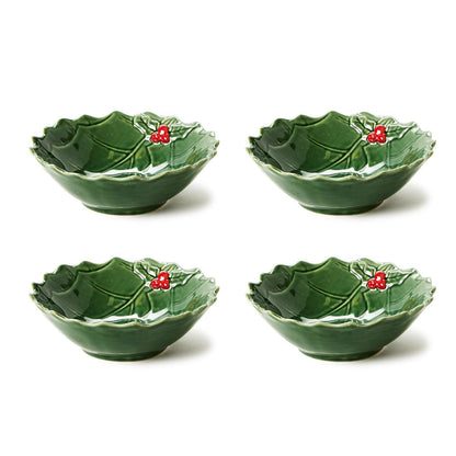 Holiday Holly Tidbit Bowls with Berries