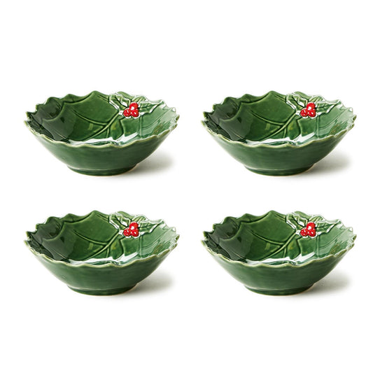 Holiday Holly Tidbit Bowls with Berries