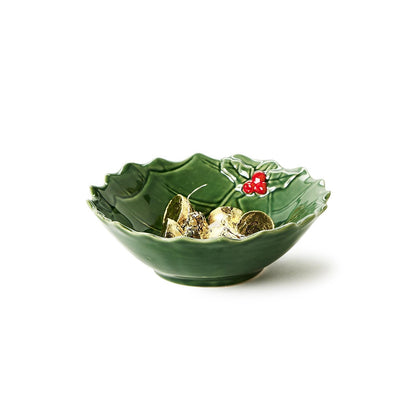 Holiday Holly Tidbit Bowls with Berries