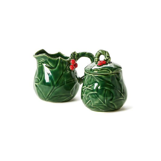 Holiday Holly Creamer and Sugar Set