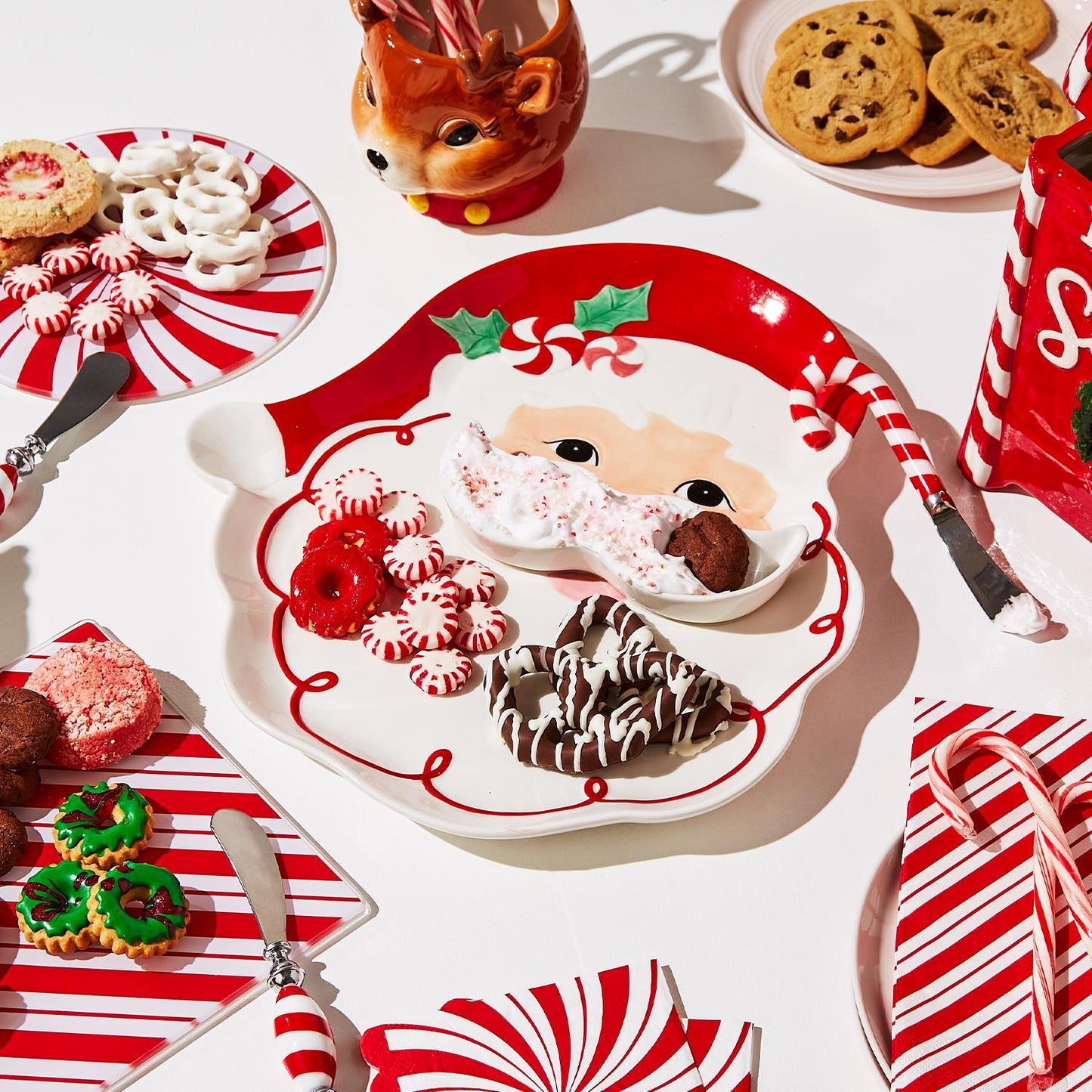 Santa Platter with Removeable Mustache Dipping Bowl