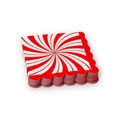 Peppermint Twist Cocktail Napkin with Scalloped Edge