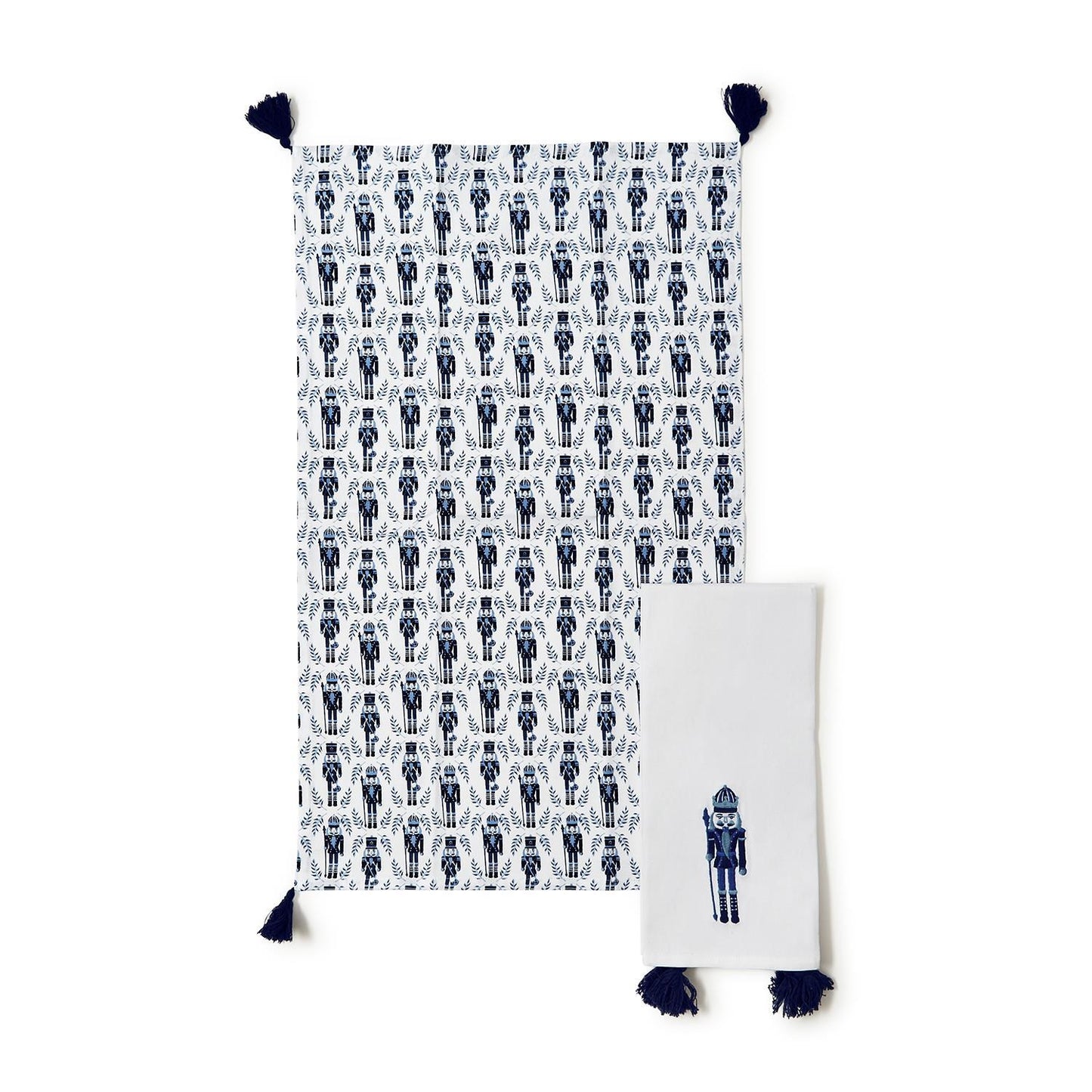 Set of 2, Blue Nutcracker Dish Towels