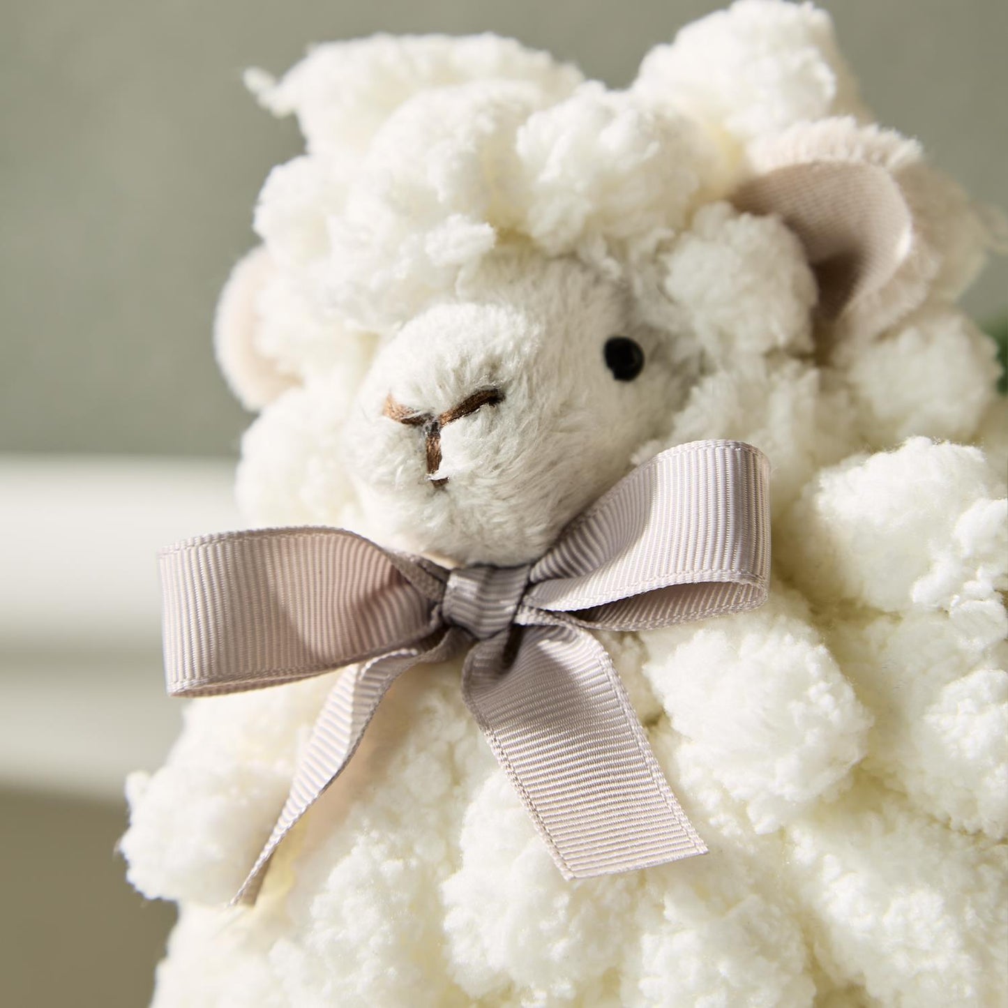 Flock of Plush Chenille Sheep Hand-Crafted Easter Décor with Grosgrain Bow