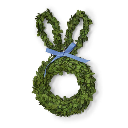 Preserved Natural Boxwood Leaves Hand-Crafted Bunny Wreath