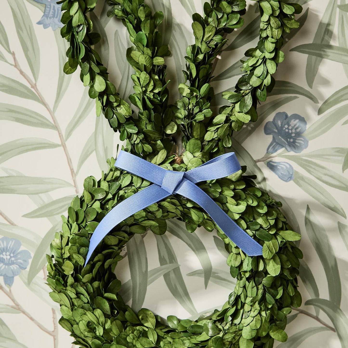 Preserved Natural Boxwood Leaves Hand-Crafted Bunny Wreath