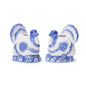 S/2, Blue and White Hand-Painted Turkey Candleholders