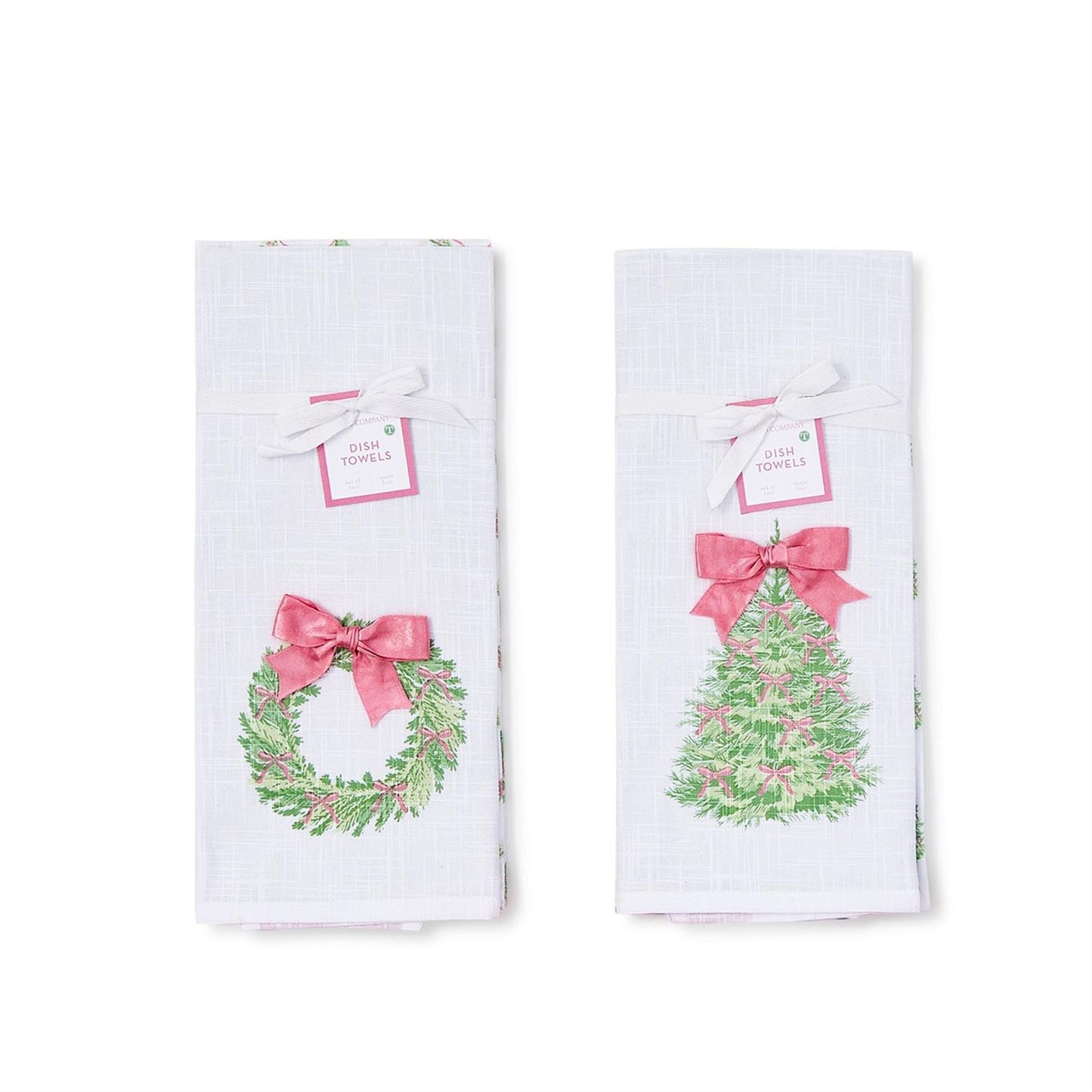 Bow-tiful Dish Towels with Satin Bow Accent, Set of 2  (*2 Designs*)