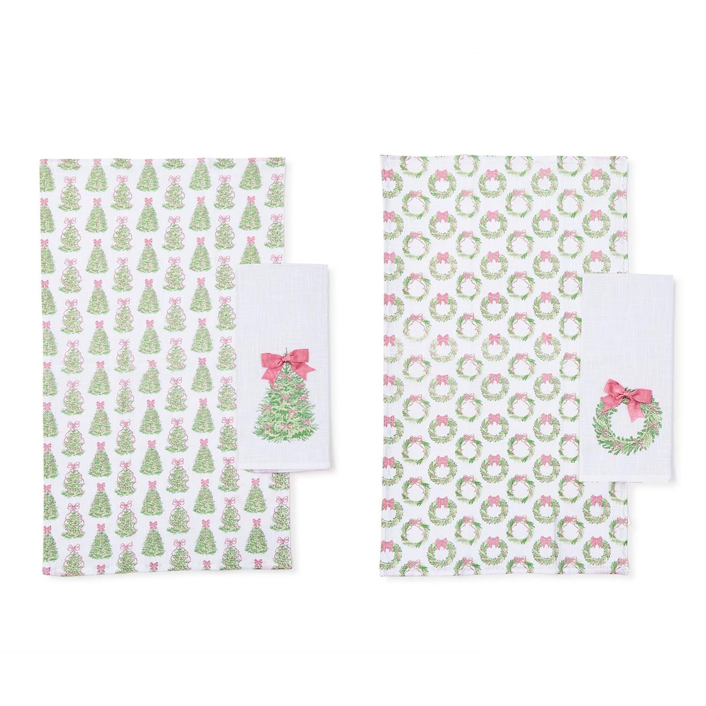 Bow-tiful Dish Towels with Satin Bow Accent, Set of 2  (*2 Designs*)