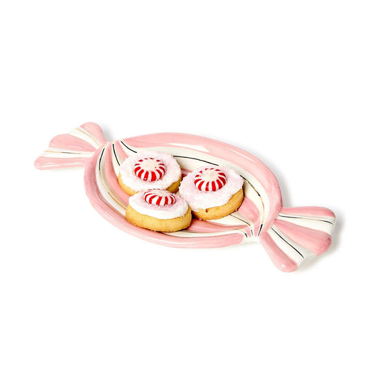 Peppermint Twist Candy Shape Tidbit Dish with Metallic Gold Accent