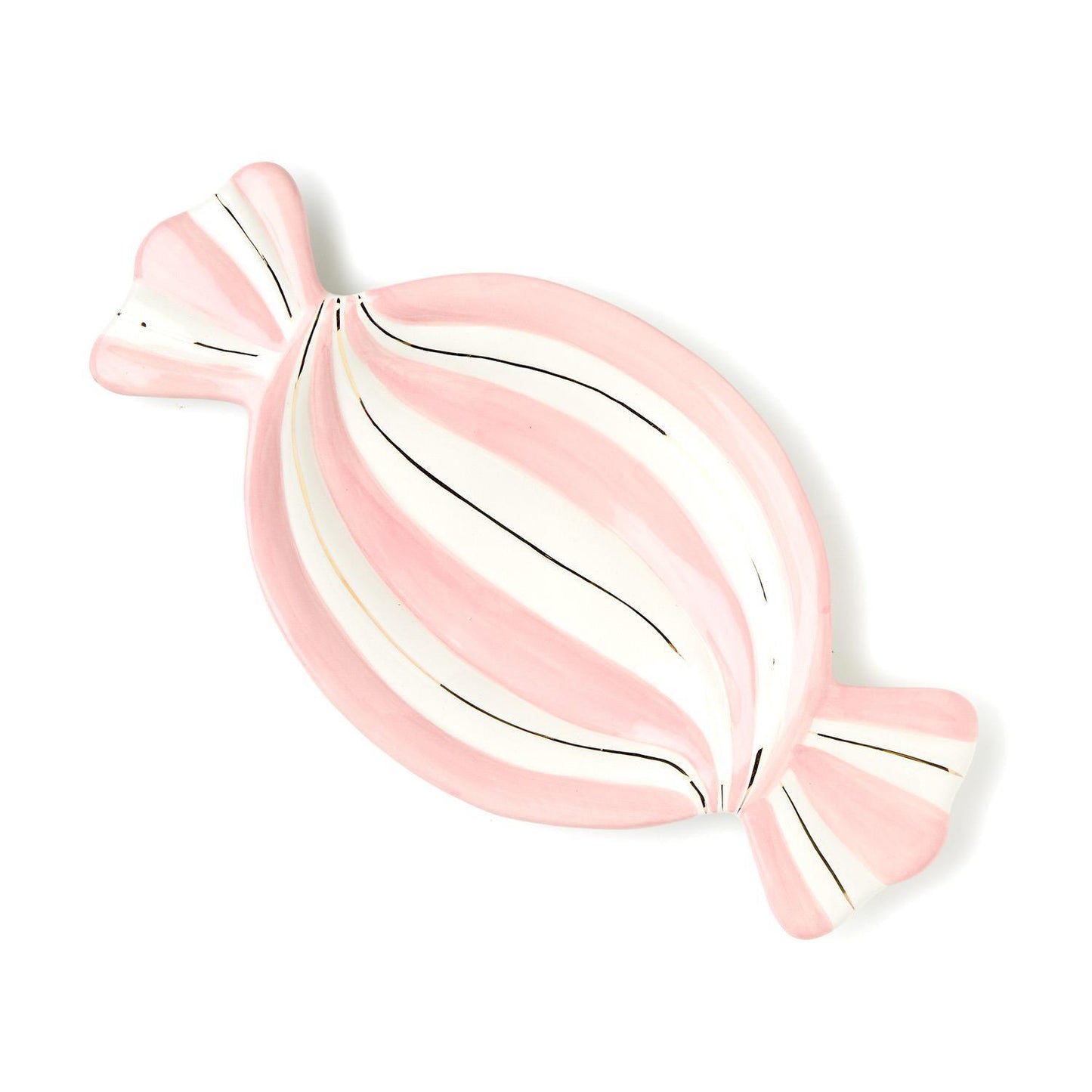 Peppermint Twist Candy Shape Tidbit Dish with Metallic Gold Accent