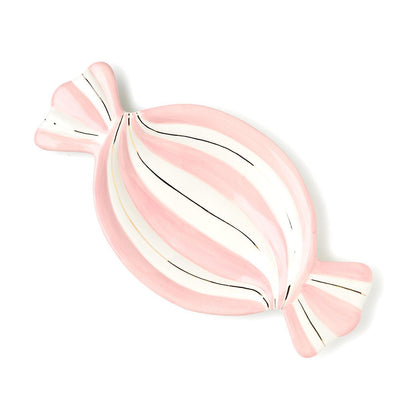 Peppermint Twist Candy Shape Tidbit Dish with Metallic Gold Accent