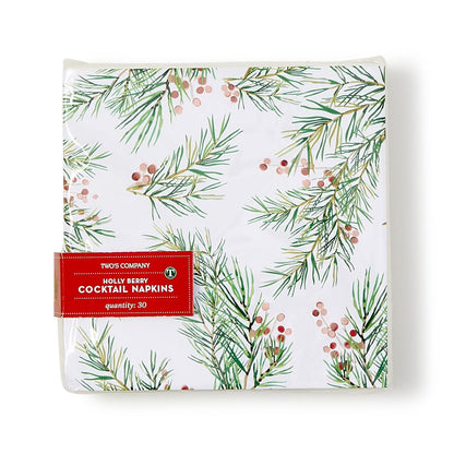 Pine Berry 3-Ply Paper Cocktail Napkins