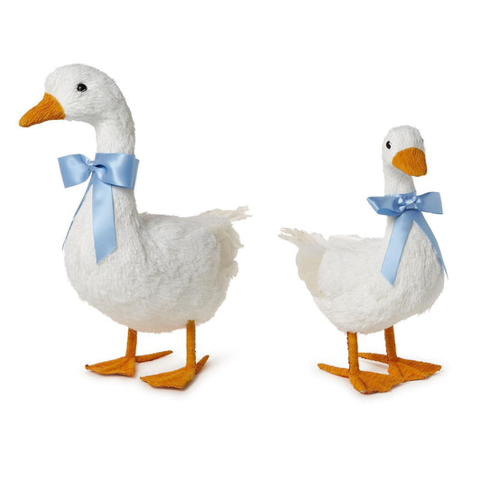 Hand-Crafted Geese with Satin Bows (*Two Sizes*)