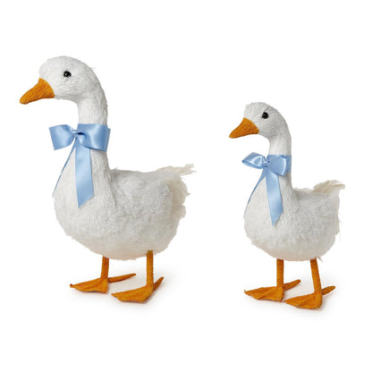 Hand-Crafted Geese with Satin Bows (*Two Sizes*)