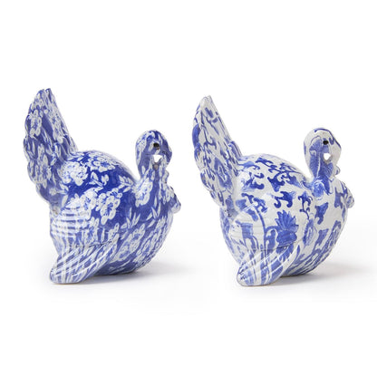 Blue & White Hand-Painted Turkey
