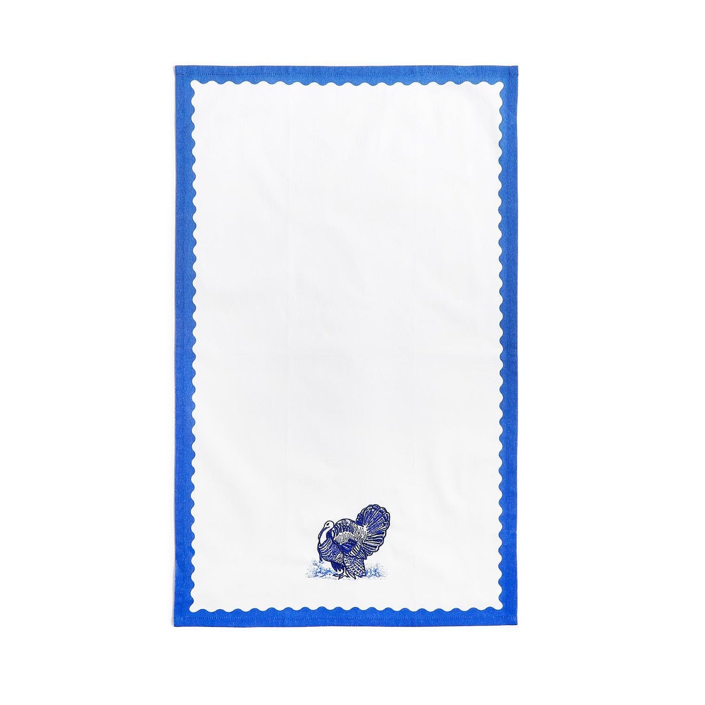 Turkey Falling for Blue Toile Set of 2 Dish Towels
