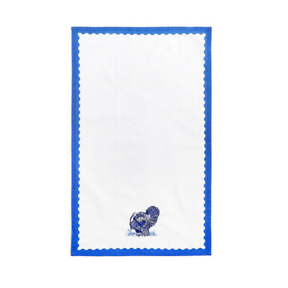 Turkey Falling for Blue Toile Set of 2 Dish Towels
